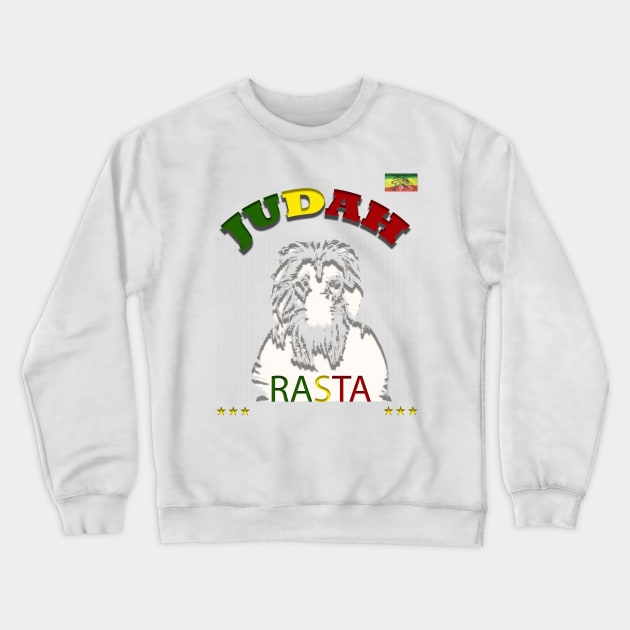 Judah Lion Rasta, Reggae Ethiopian Rastafari Jamaican Crewneck Sweatshirt by alzo